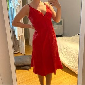 Classy bright red midi dress